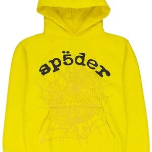 Sp5der Yellow Web Hoodie Large